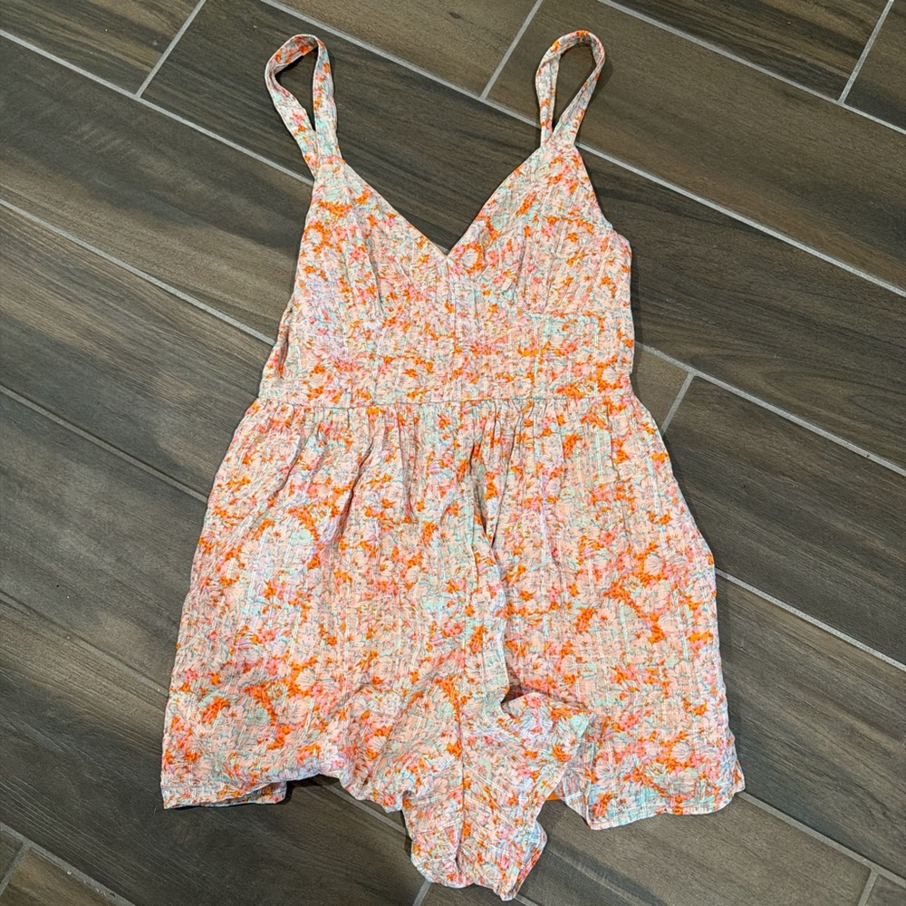 American Eagle Outfitters Floral Jumpsuit in Orange and White